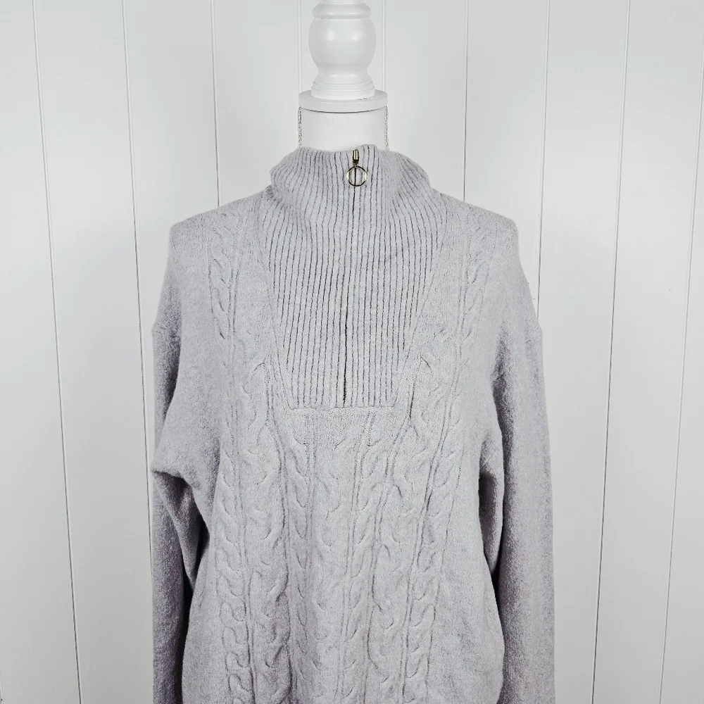 J Crew Half Zip Pullover Sweater Womens Extra Soft XL Lavender Pink Preppy Cozy